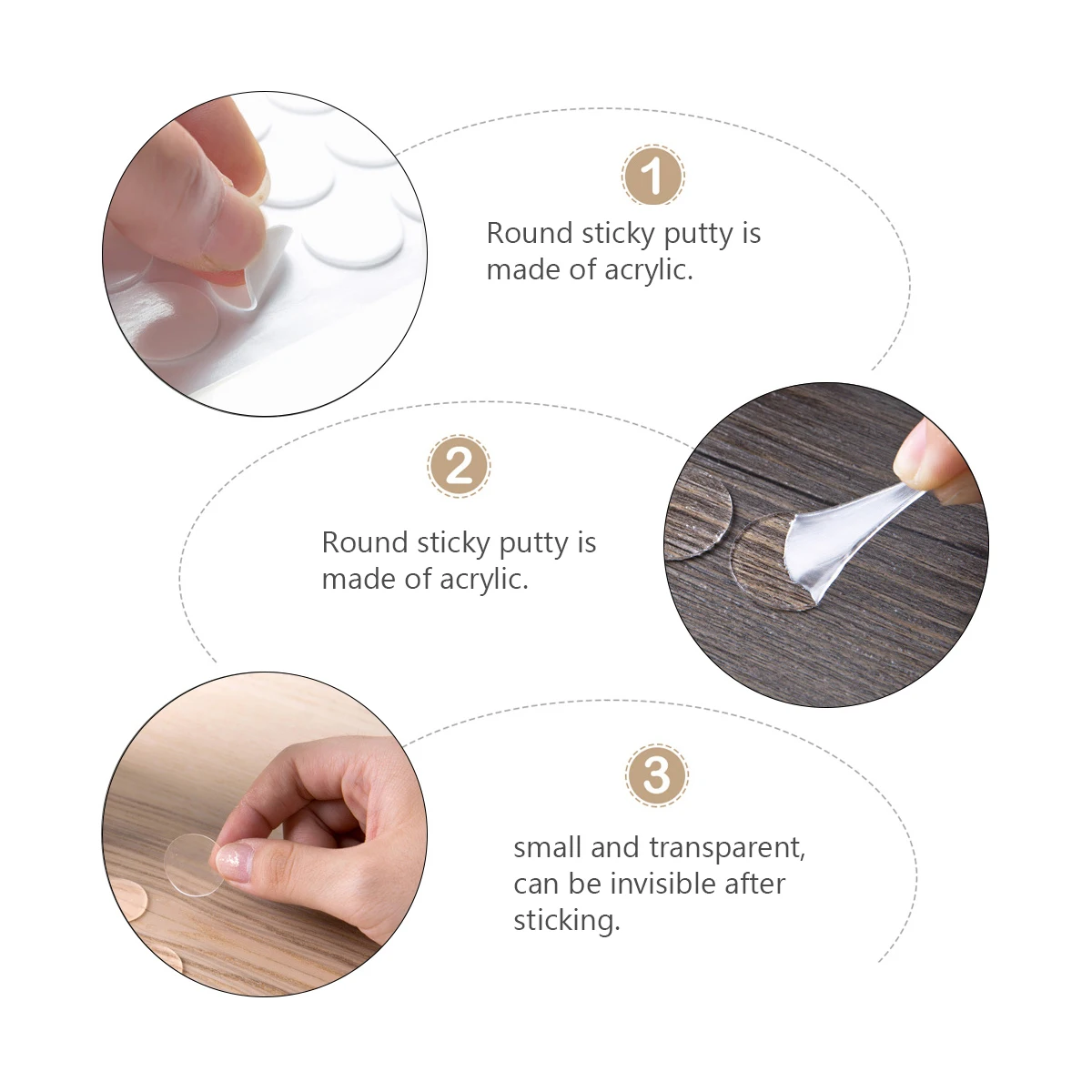 

700pcs 10 Sheets Acrylic Double-Sided Clear Sticky Putty Reusable Transparent Round Adhesive Glue For Paper Wood Glass Metal