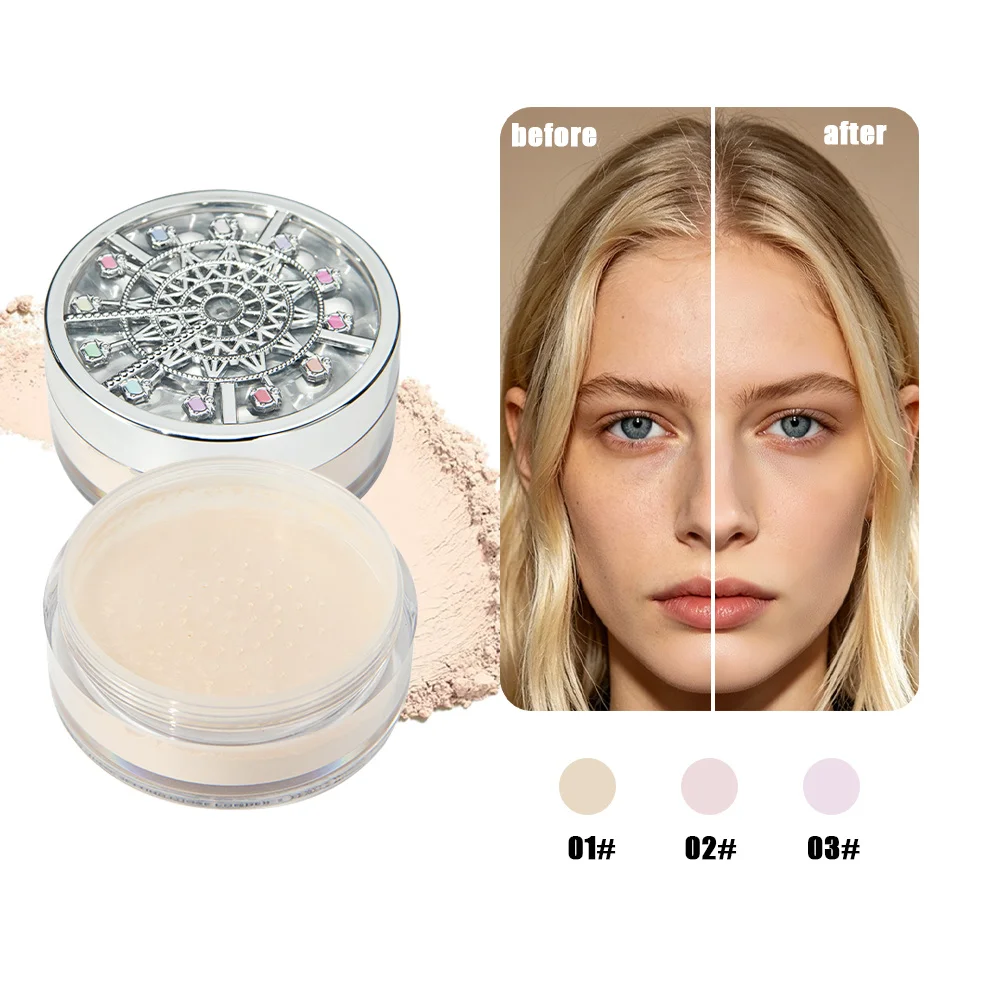 Ferris Wheel Loose Setting Powder,Soft Focus Matte Finishing Powder, Lightweight Oil Control Brightening Translucent Face Powder