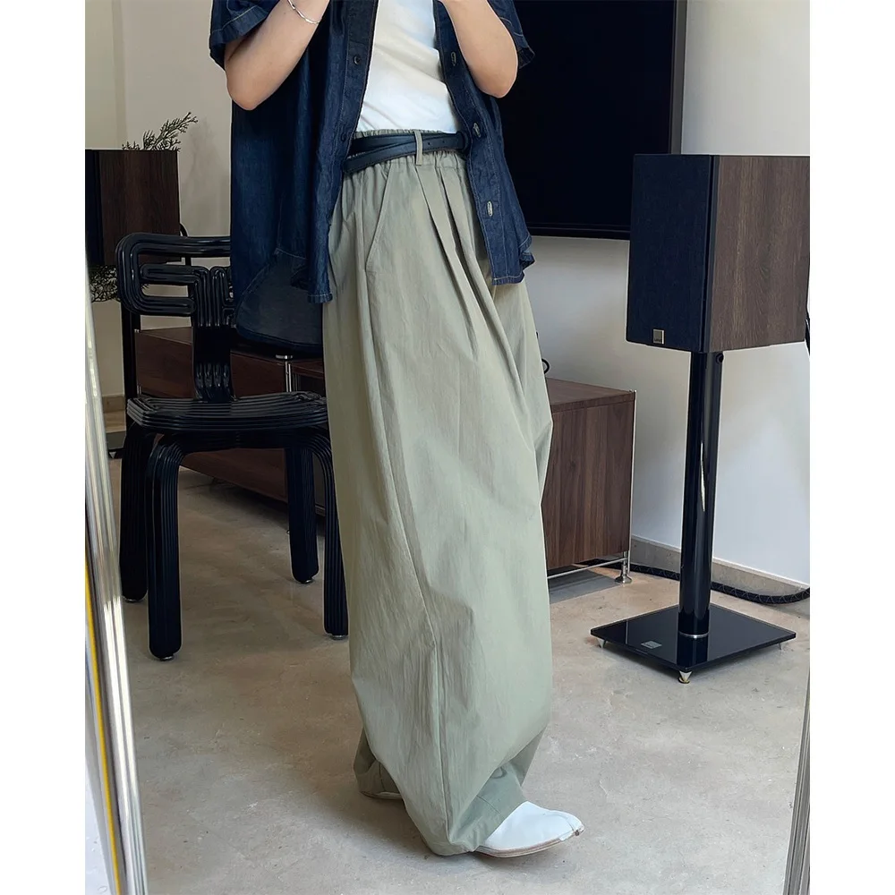 

B-TOTO Oversize Women Pants High Waist Wide-Leg Trousers Simple Casual Loose-Fitting Cotton Baggy Streetwear Trousers 2023