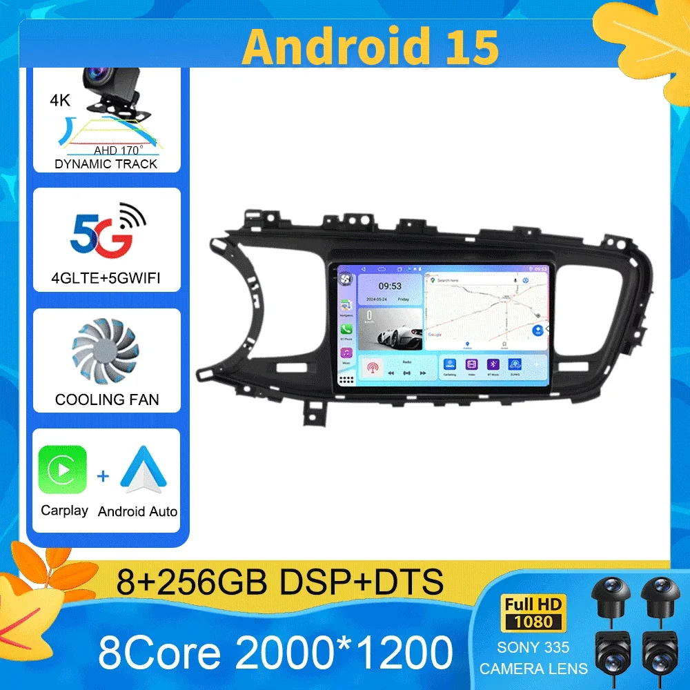 

Android 15 Auto Car Radio Video Multimedia Player For Kia Optima K5 2013 2014 2015 Navigation GPS Autoradio QLED Screen BT5.0