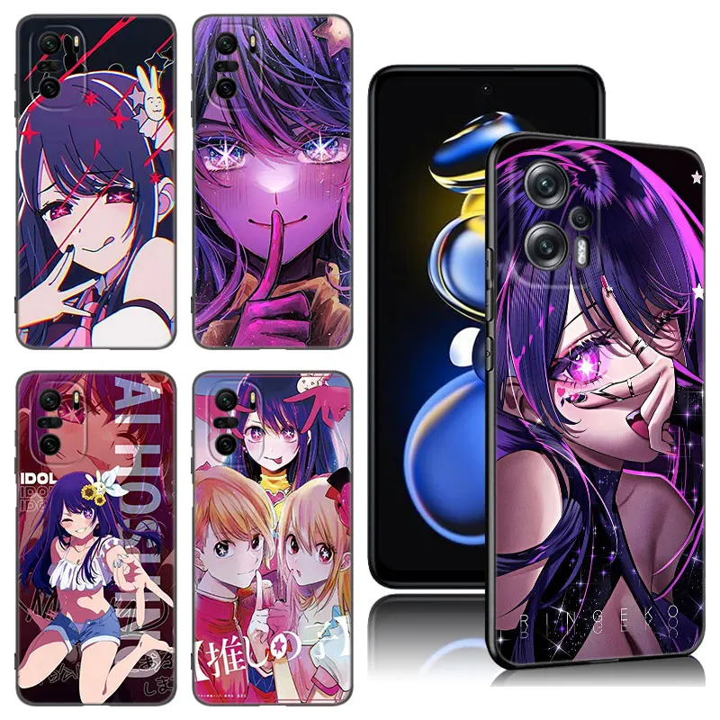 Anime Oshi no Ko Hoshino Ai Black Silicone Phone Case For Xiaomi POCO X3 X4 NFC F4 GT F5 F6 M3 M4 M6 X5 X6 Pro 5G M5 C55 C65