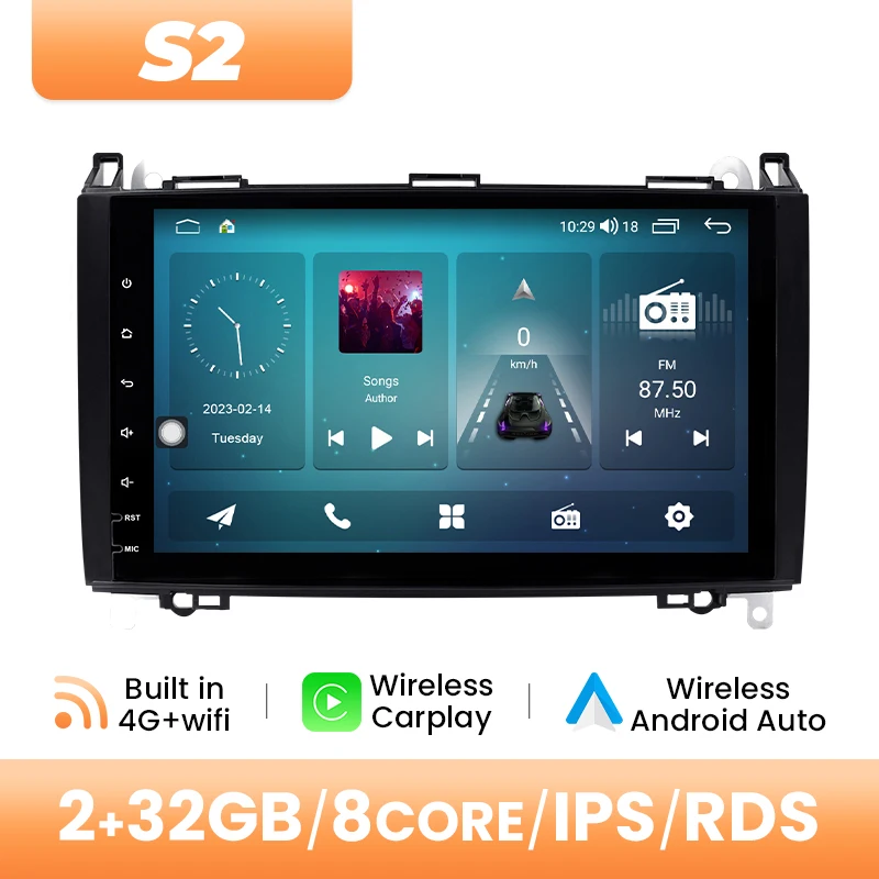 Android 14 Autoradio Multimedia Voor Mercedes Sprinter W906 Benz B200 EEN B Klasse W245 W169 Viano Vito W639 8GB 128GB GPS 4G Wifi