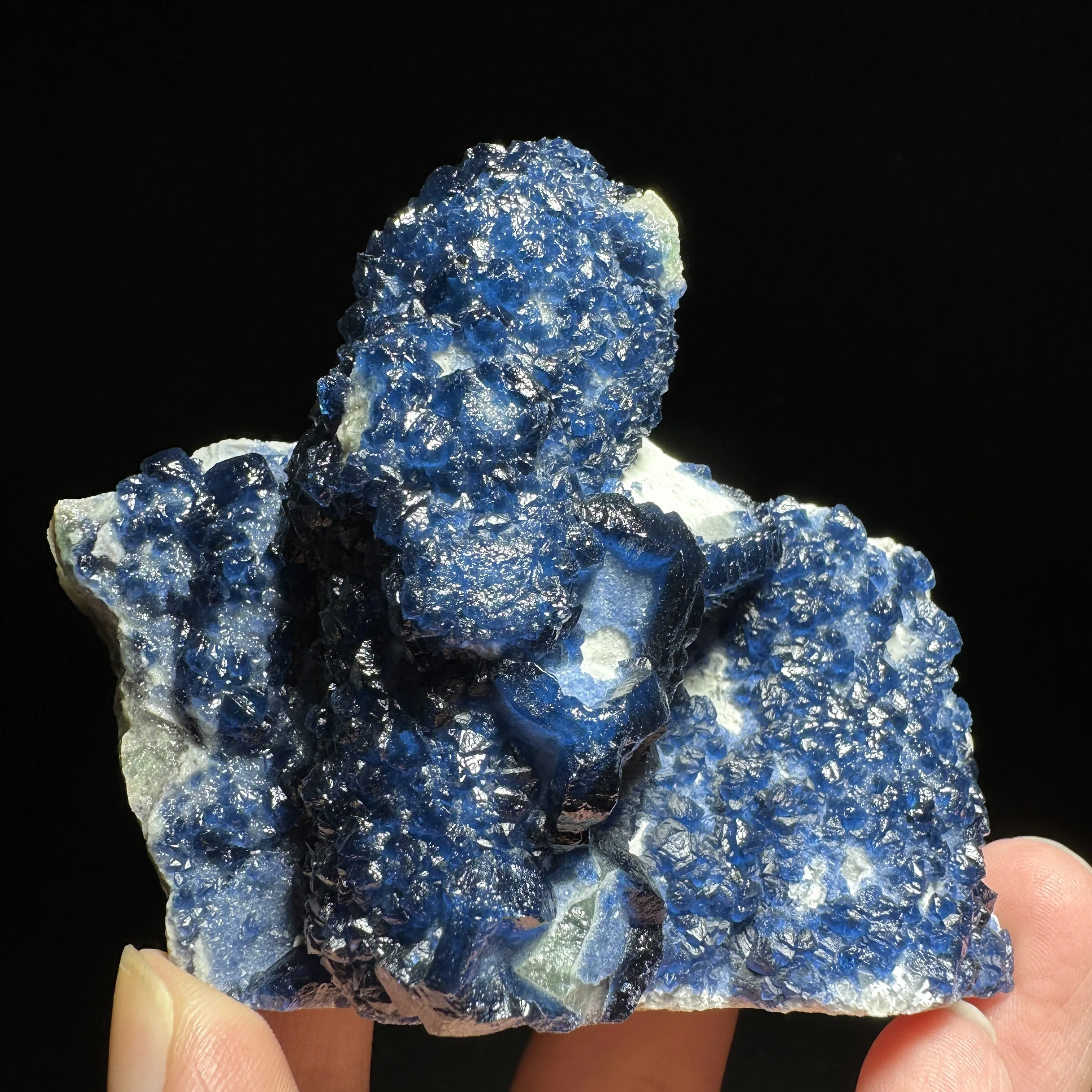 Natural Inner Mongolia Blueberry Fluorite Crystal Cluster Blue Purple Mineral Specimen