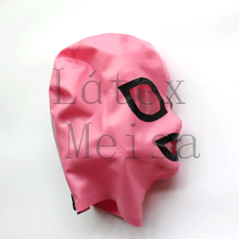 Máscaras de látex de cola de zinc 100% natural con recorte 3D, ojos abiertos, fosas nasales y boca con cremallera trasera para mujeres