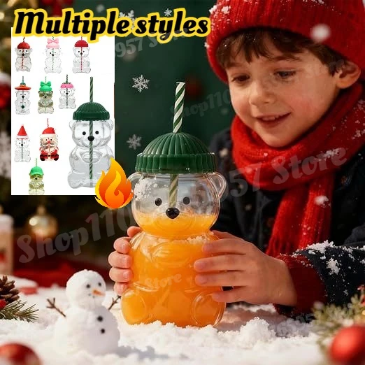 

2025 New 500ML Cute Bear Glass Cup – Durable & Convenient for Coffee, Beer, Wine & Cocktails, Adorable Straw Mug