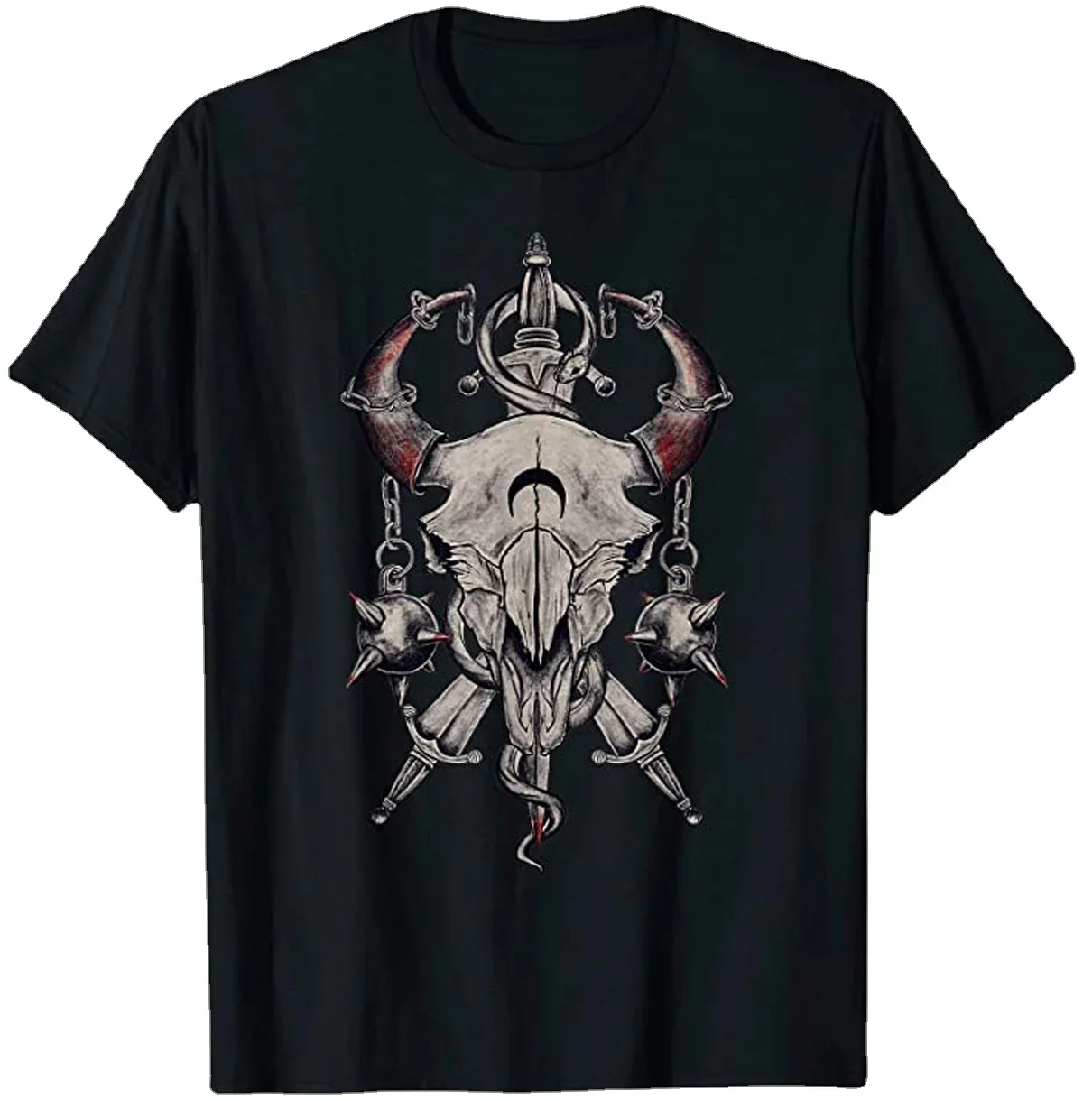 Cool Design Cow Bull Skull Warrior Texas Arms Swords and Snake T-Shirt. Summer Cotton Short Sleeve O-Neck Mens T Shirt New S-3XL