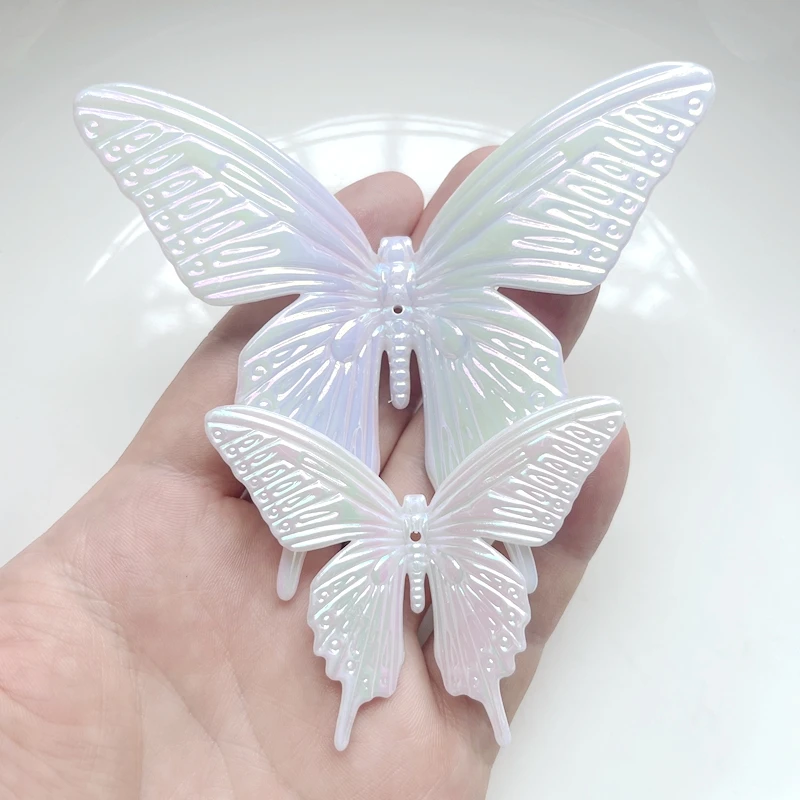 New White AB Colored Acrylic Butterfly Rhinestone Sewing Decoration Butterfly DIY Jewelry Wedding Decoration Accessories