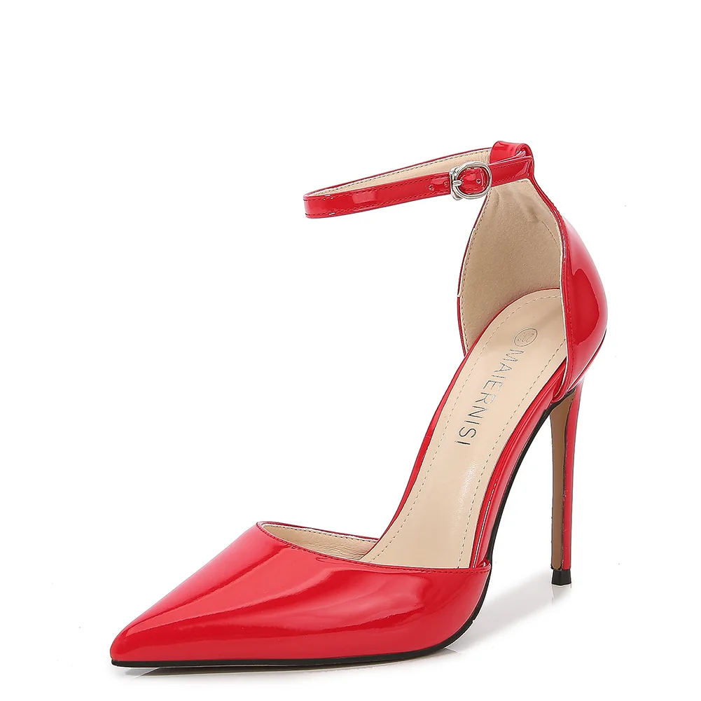 

Women Pumps high-heeled Shoes Strap Buckle Simple Stiletto high-heeled Pointed Toe Large Size