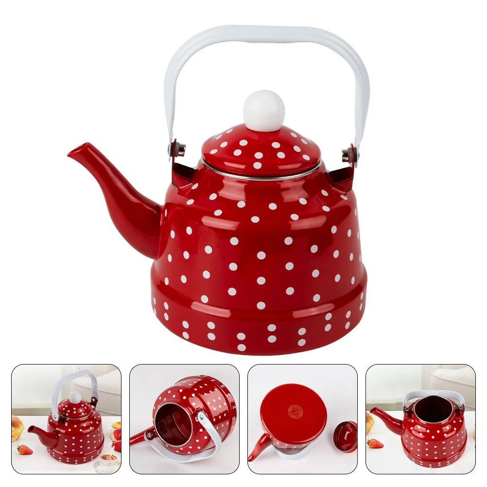 

1Pcs Polka Dot Coffee Kettle Practical Enamel Water Kettle for Heating Tea Coffee Household Kitchen Use
