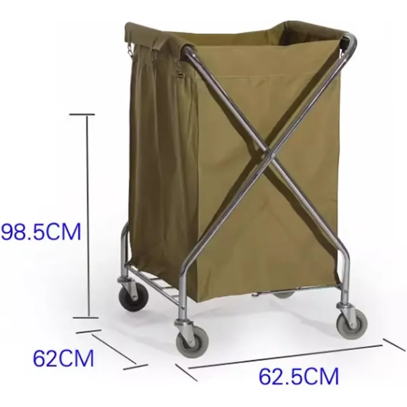 Stainless Steel Housekeeping Cart Hotel Room Service Trolley Cleaning Trolley Durable Cloth Trolley Efficient Work Cart for