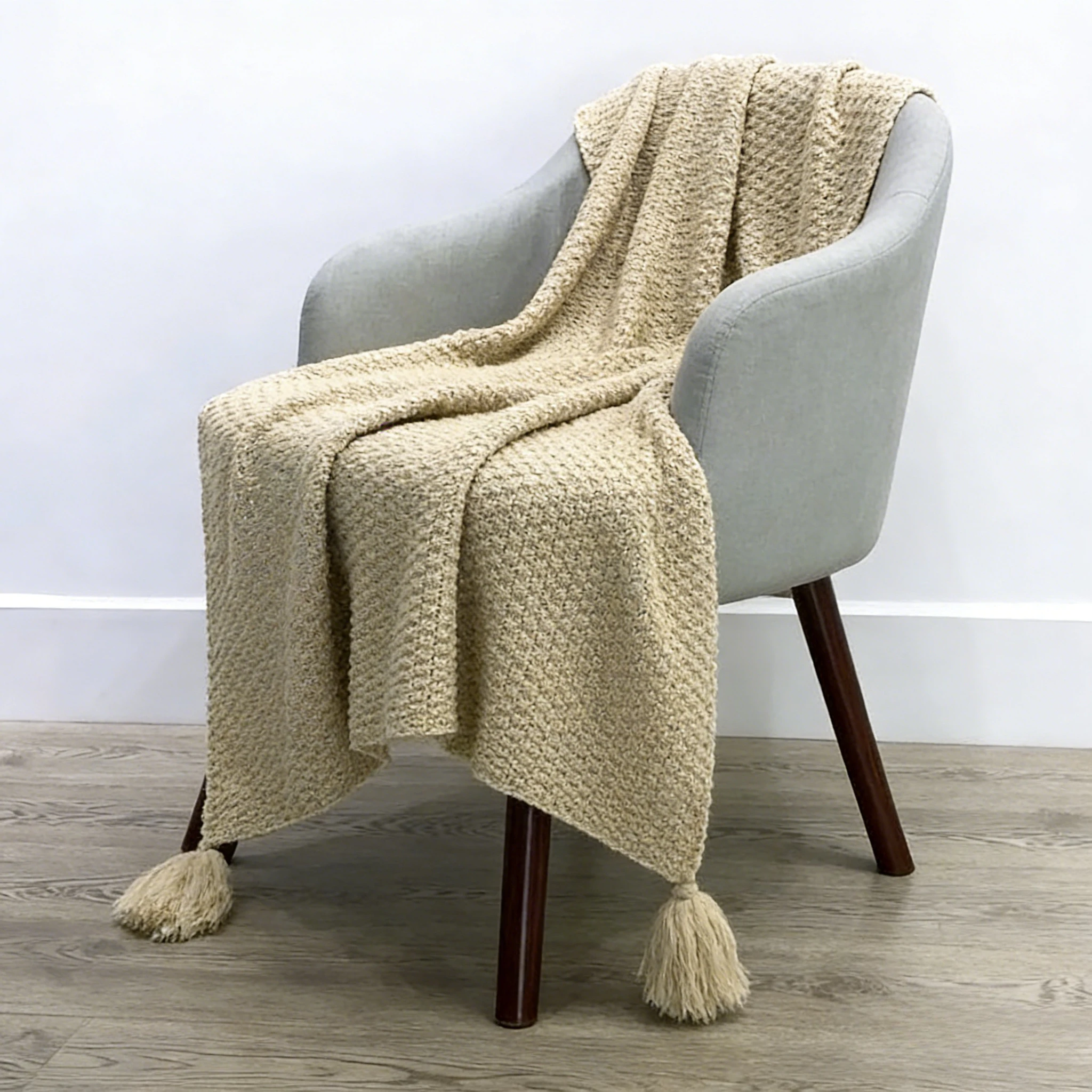 

Ins Nordic Style Sofa Throw Blanket Office Nap Blanket Tassel Knitted Ball Wool Leisure Air Conditioning Small Blanket