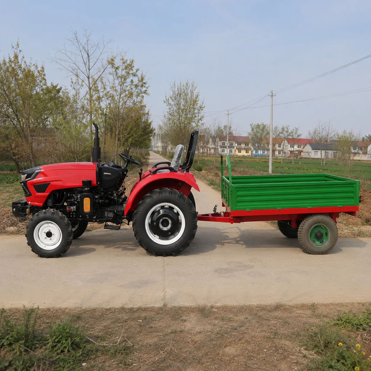 40HP Farm Trailer Tractor Agricolas 4x4 for Wood Feed Harvest Transport Rural Road Hauling Work Daily Use