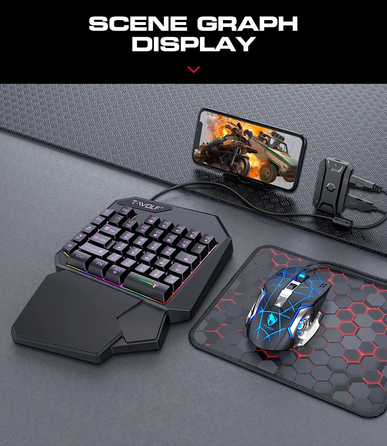 Keyboard and Mouse Set Chicken Eating Artifact One handed Key T19 Disk Mouse Glitter 3 piece Set