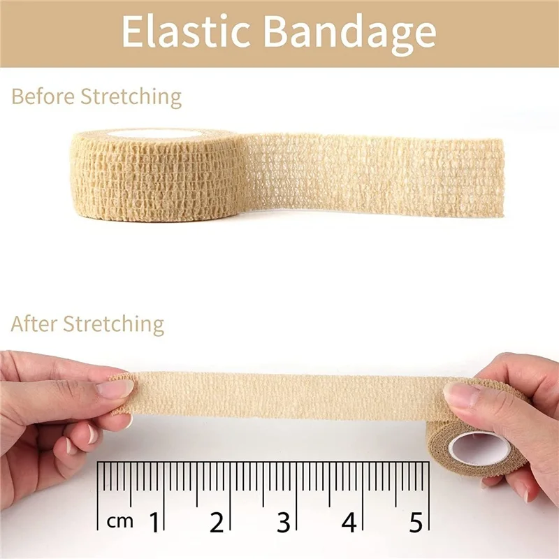 3pcs Self Adhesiv Disposable Elastic Bandages 2.5cm*4.5m for Handle Tube Tightening Gauze Tape First Aid Tool Tattoo Accessories