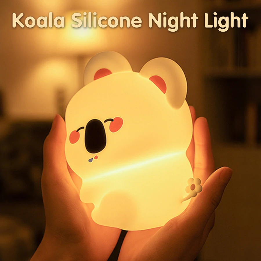 Koala silicone luz noturna ajuste de brilho de três níveis recarregável lâmpada de cabeceira lâmpada de dormir das crianças presentes das crianças