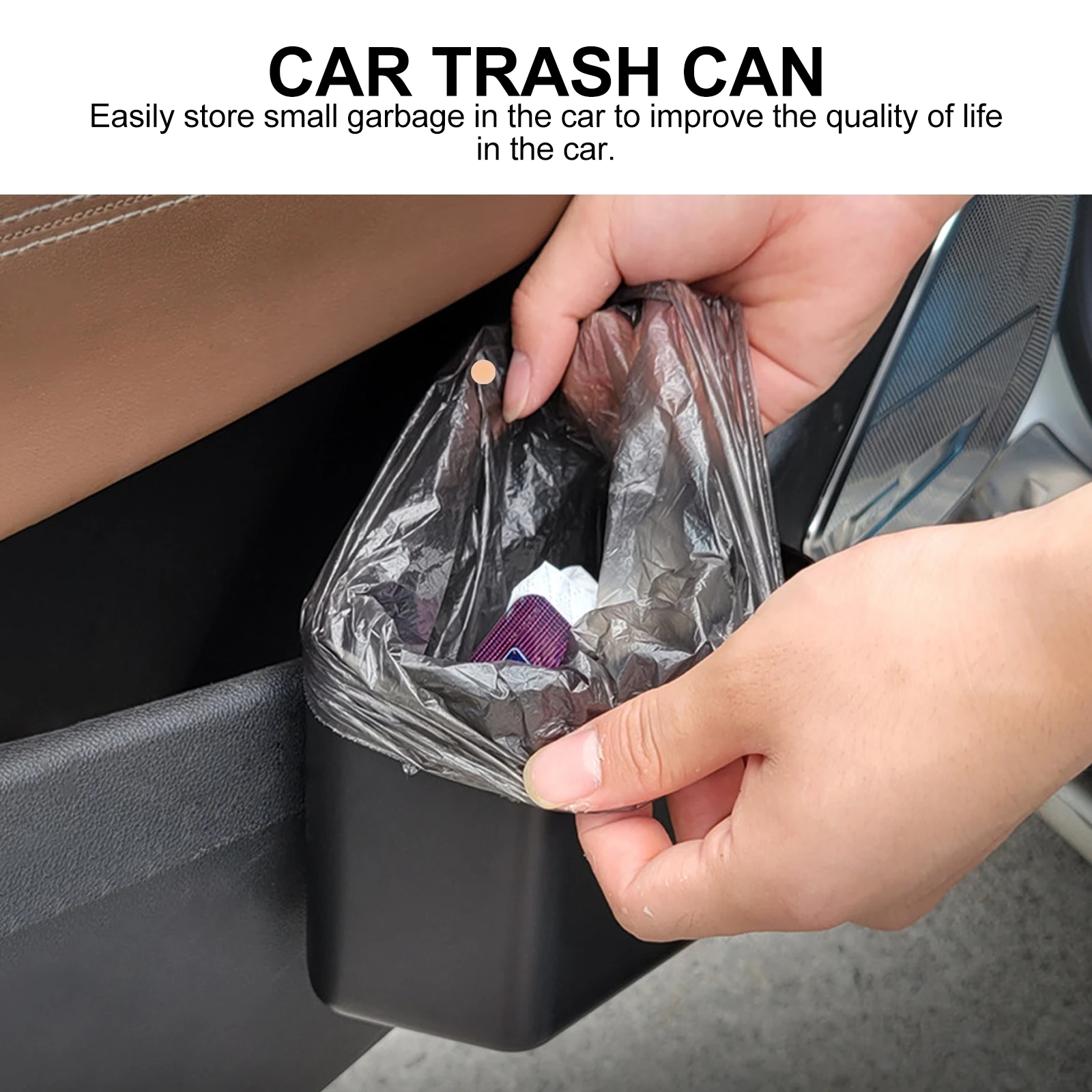 

Car Hanging Trash Can Foldable Car Garbage Bucket for Kitchen Dorm Room Office Vehicle Plastic Strong Durable Storage Bin
