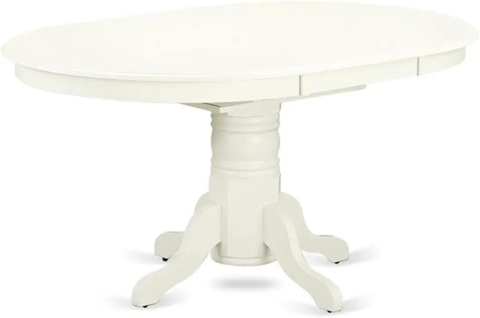 Avt-Lwh-Tp Avon Dining Room Table - An Oval Kitchen Table Top With Butterfly Leaf & Pedestal Base, 42X60 Inch, Linen White