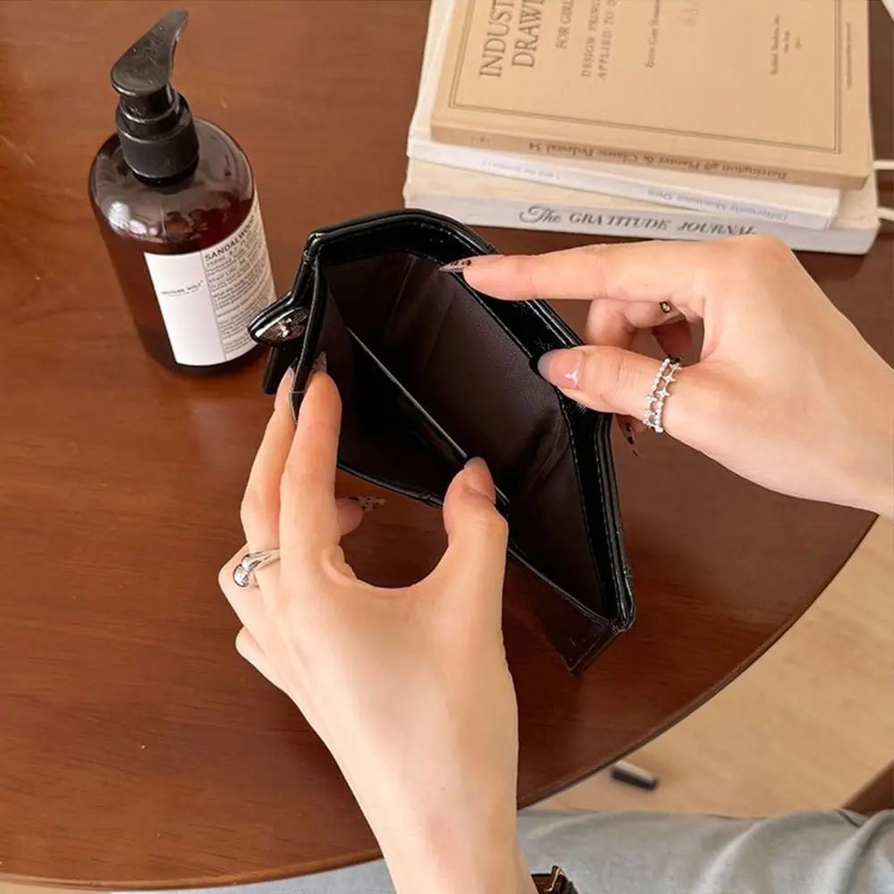 

Ins Korean Crack Heart Wallet Short PU Leather Women's Leather Wallet High Quality Fold Student Purse Card Bag