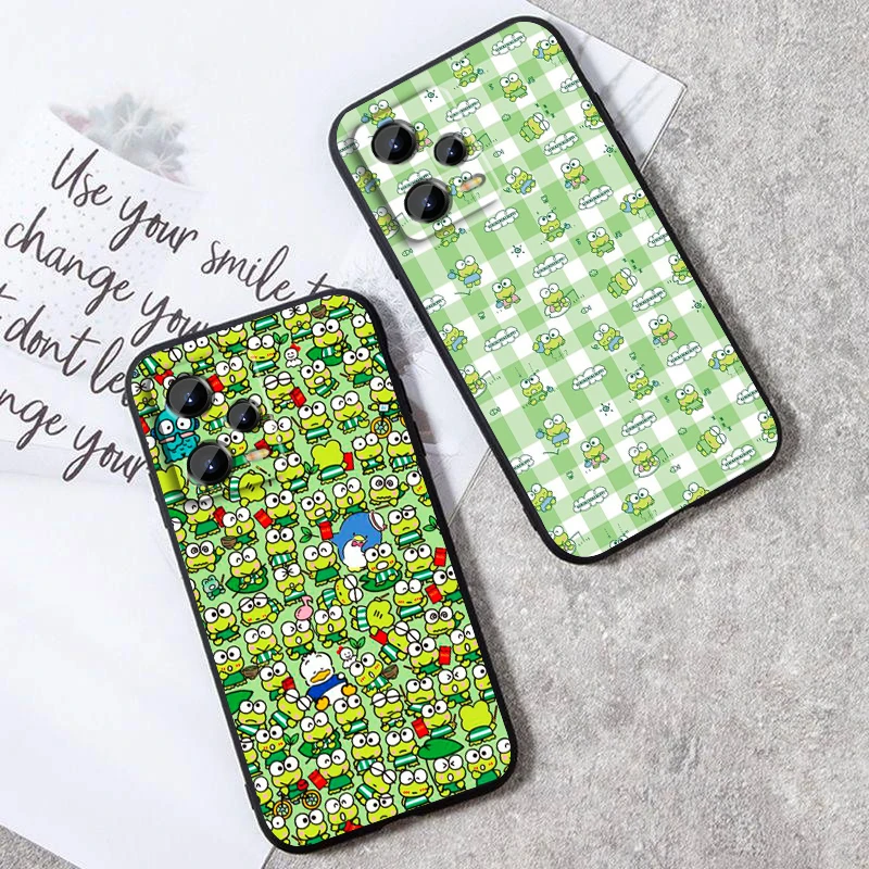 Sanrio Keroppi Hasunoue For Xiaomi Redmi Note 13 12R 12 12S Turbo 11 11T 11S 10 10S Pro Plus 5G Black Back Phone Case image 4