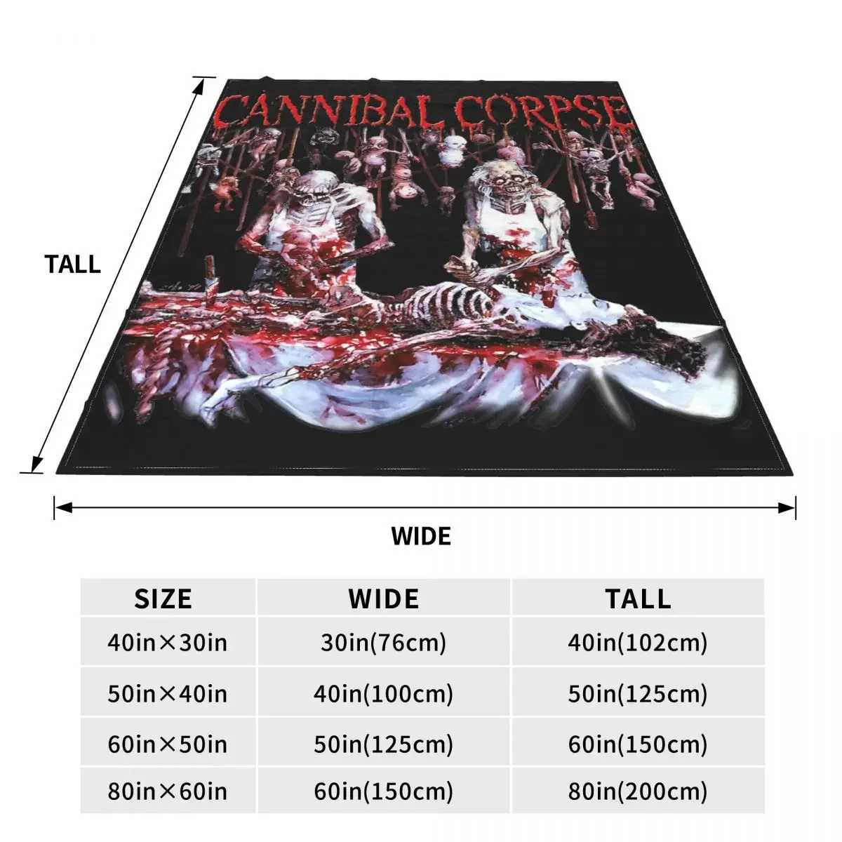 Cannibal Corpse Heavy Metal Band Merch Blankets, Throw Blanket Fleece Bed, acogedor, súper cálido, ropa de cama para sofá