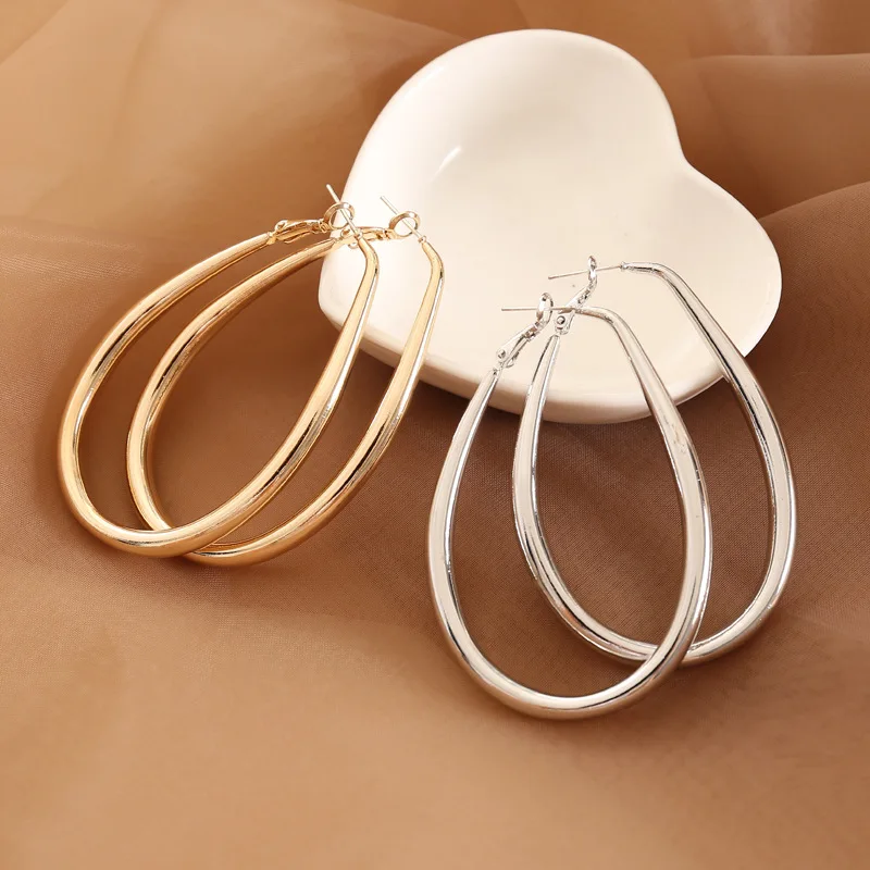 Fashion Irregular Oversized Big Hoop Earrings For Women Basketball Brincos Large Thick Round Circle Earrings Hoops Punk Jewelry