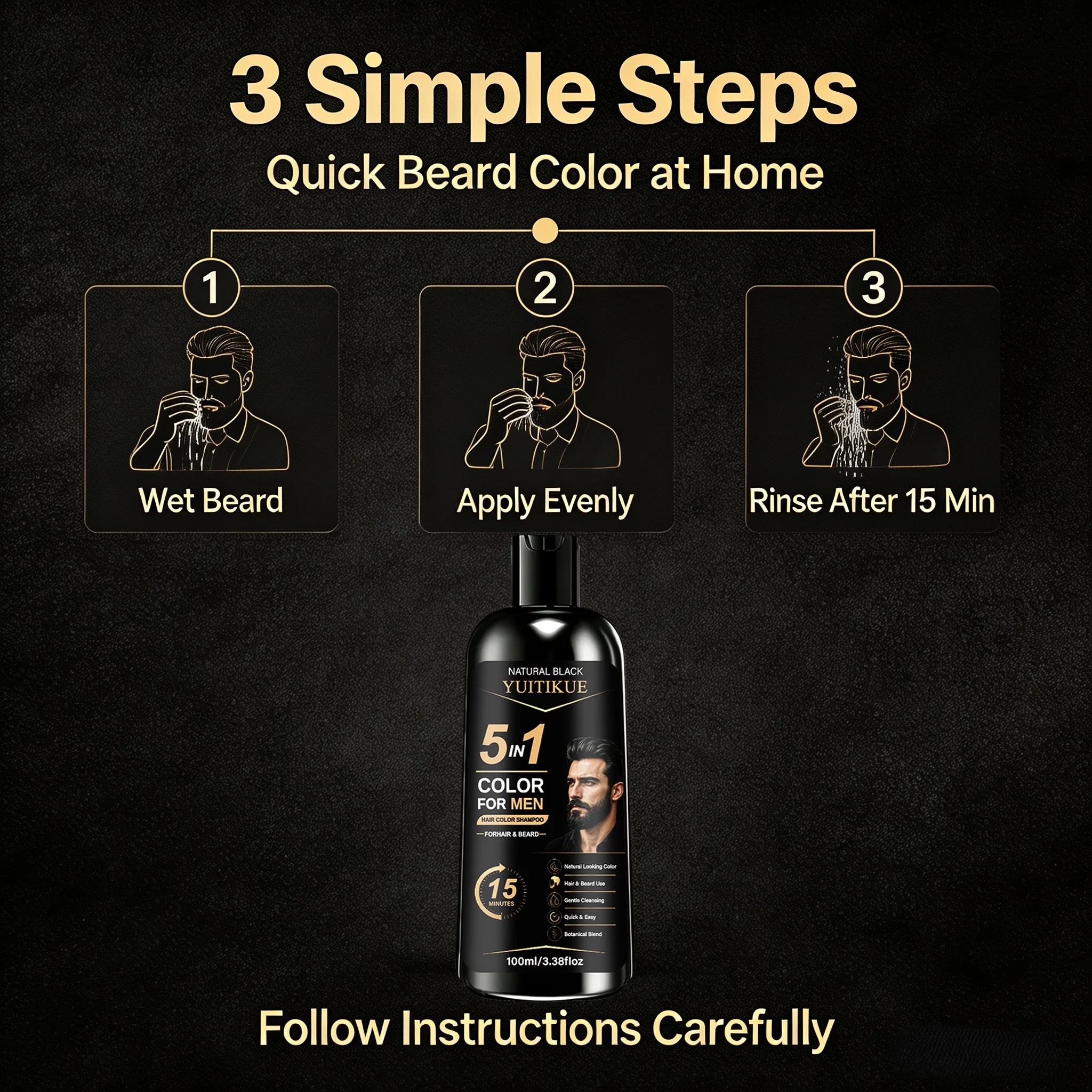 Men's Botanical Beard Gray Dye Shampoo, 100ml