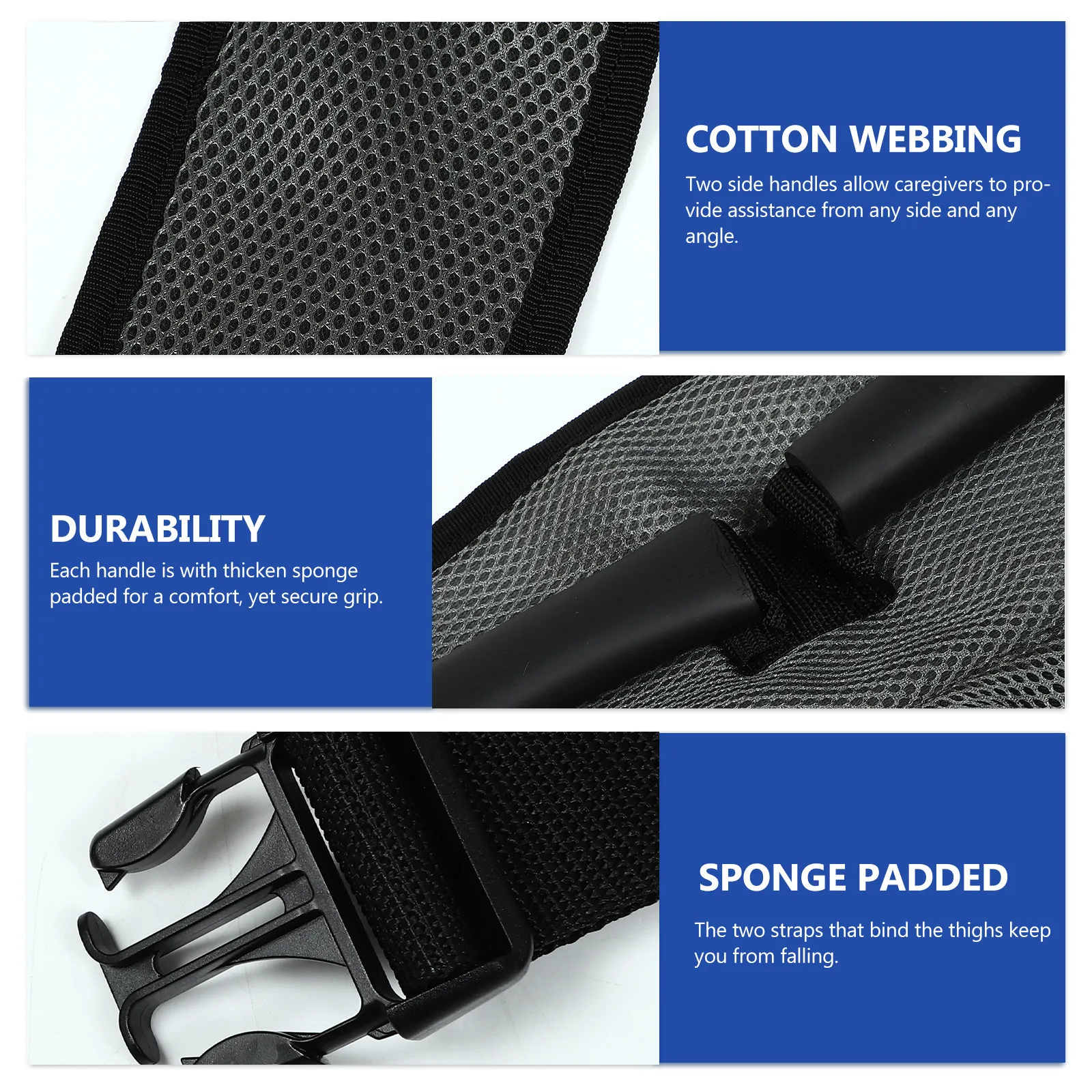 Elder Walking Belt Grey Strong Cotton Webbing Anti-Drop Safety Waist Support Walking Aid Strap for Patients Rehabilitation