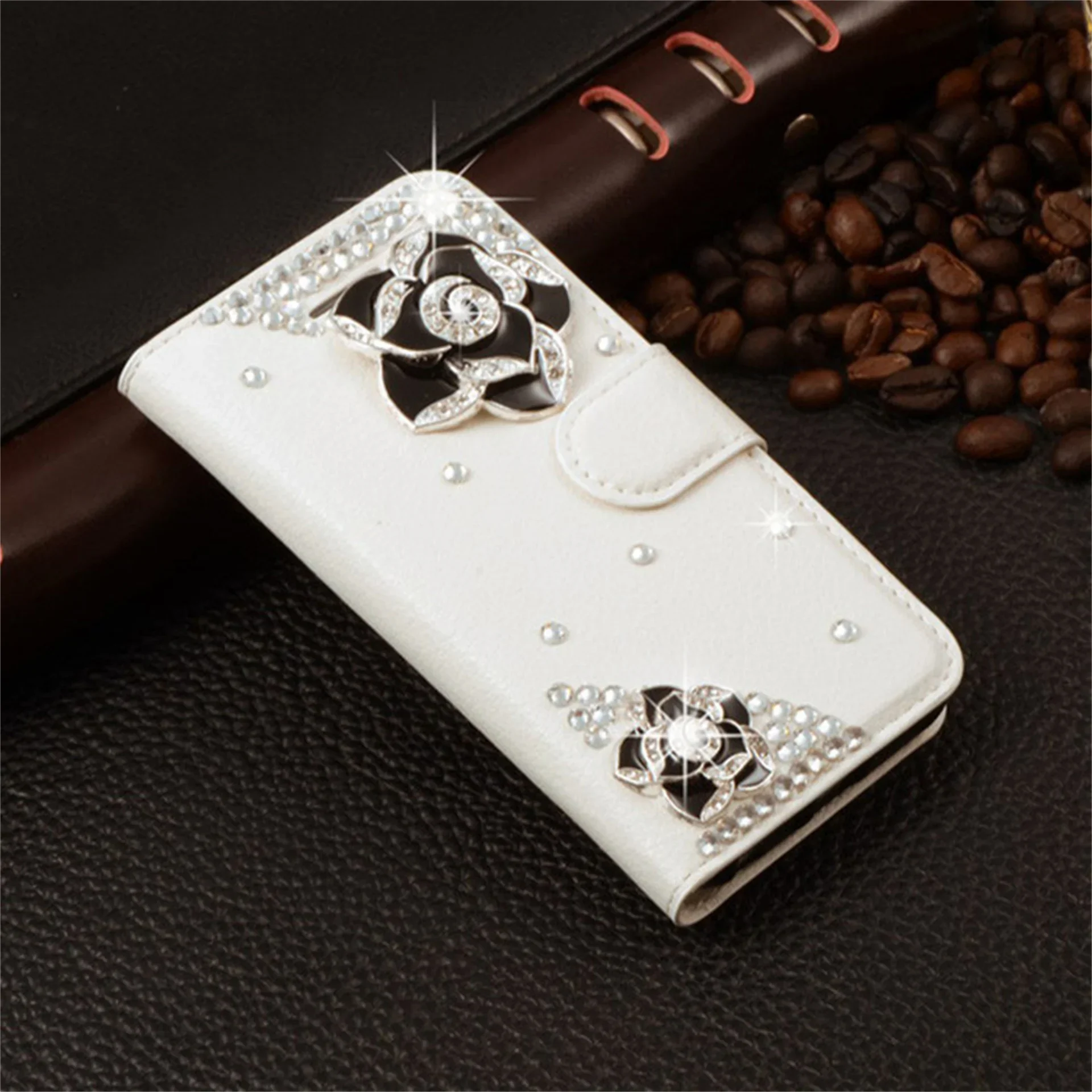 XSMYiss Fashion Bling Diamond Rhinestone Leather Flip Wallet Cover Phone Case For Iphone 16 15 14 13 12 11 Pro Max XR XS 16Pro