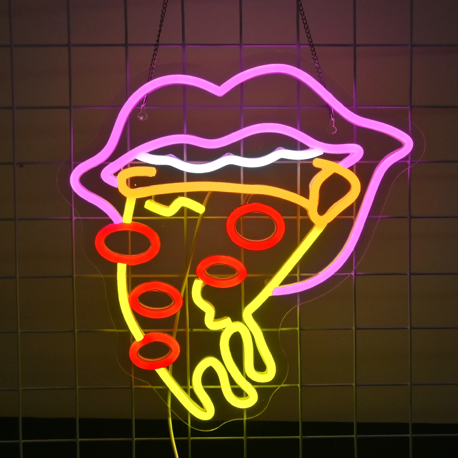 

Pizza Lip Neon Sign Wall Decor Led Light USB Powered Room Decoration For Pizza Parlor Restaurant Kitchen Party Bedroom Food Fair