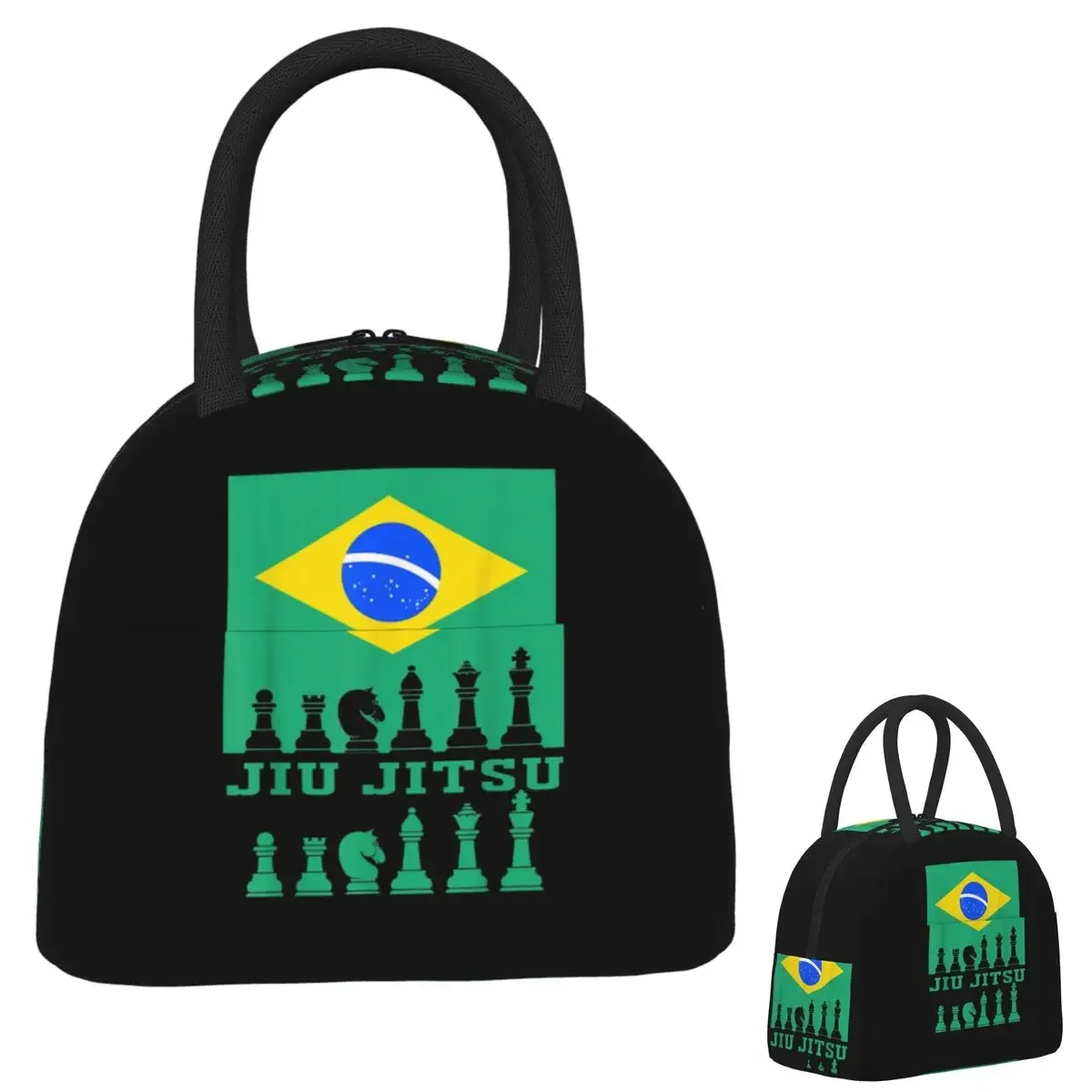 Brazilian Jiu Jitsu Flag Jiu Jitsu Chess Insulated Lunch Bag for Women Kids Leakproof Food Boxes Thermal Lunch Box Tote