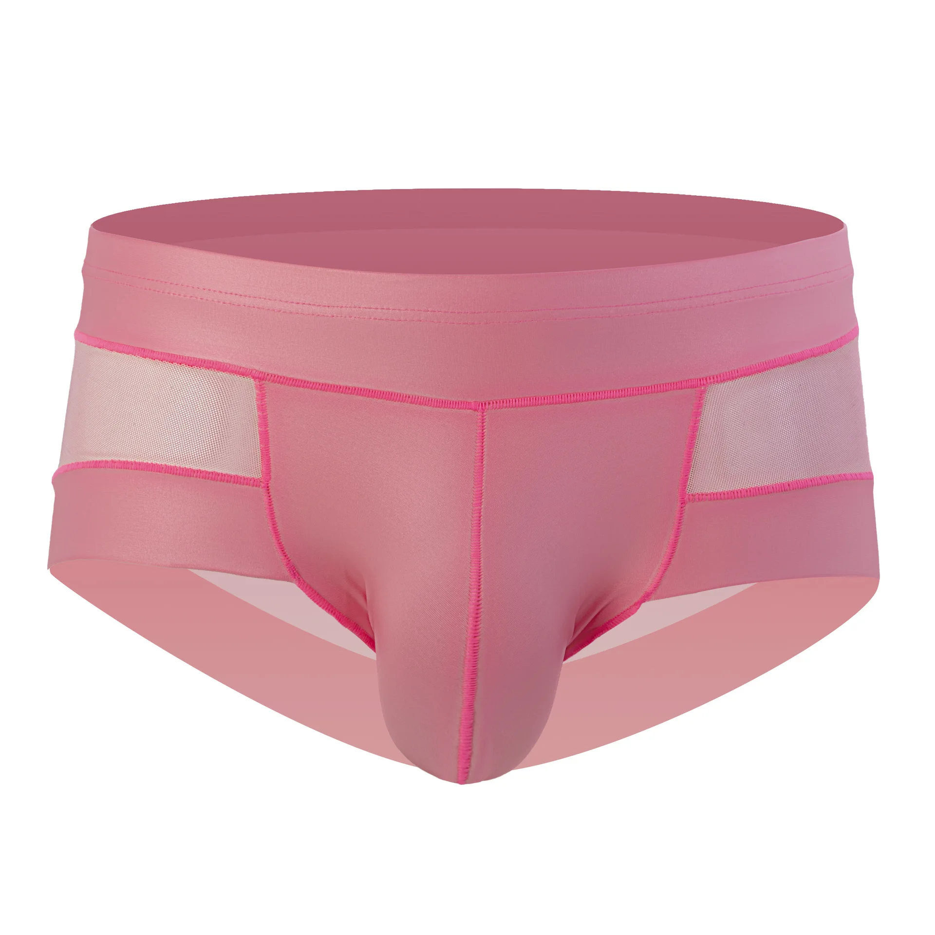 

Faux Leather Bugle Boxer Brief for Men Sexy U Convex Pouch Boxy Underwear Sheer Mesh Patchwork Erotic Performance Intimate Wear