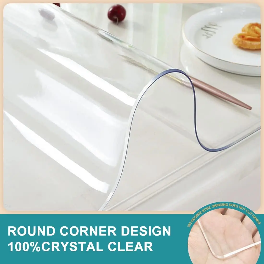 Multisize 1.5Mm Thick Clear Pvc Table Cover Protector 46X72 Waterproof Crystal Plastic Desk Protector Table Pad Desk Mat For