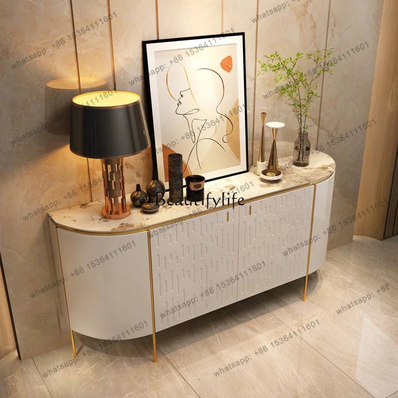 Factory Direct  Italian light luxury entrance cabinet, high-grade large flat-level living room, high-grade rock slab decoration