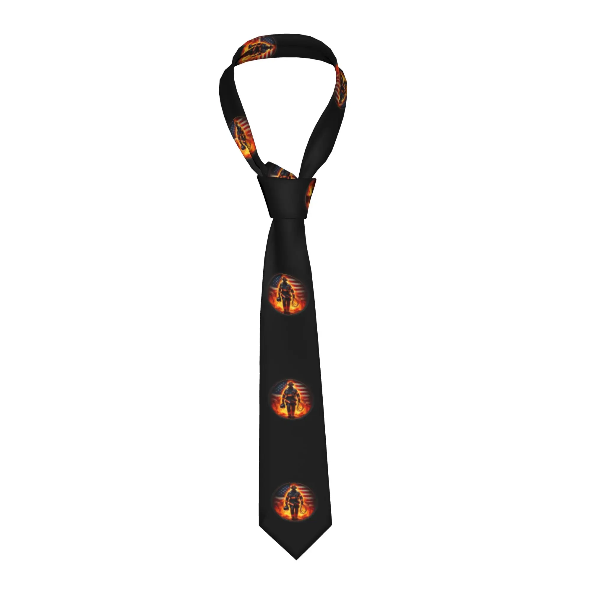 gravata-classica-de-metal-com-tema-de-bombeiro-caminhando-atraves-de-fogo-para-casamento-masculino