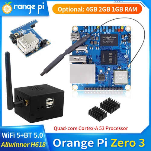Orange Pi Zero 3 4GB 2GB 1GB RAM Allwinner H618 64-bit 16MB SPI Flash de doble banda WiFi5 + BT 5,0 puerto LAN Gigabit placa única