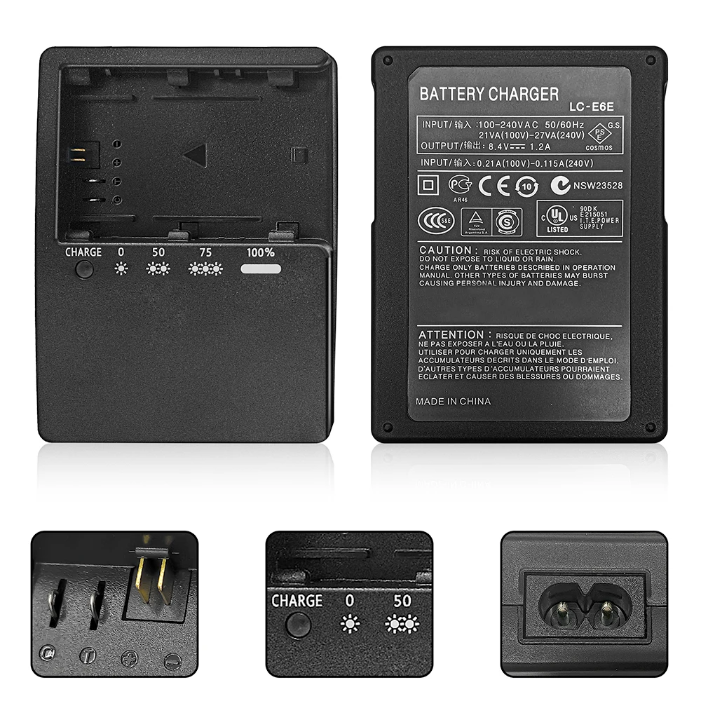 LC-E6E LC-E6 Charger For Canon LP-E6 LP-E6N Battery EOS 70D 60D 5D Mark III 5D Mark 6D 6D MARK II 60D 80D 7D MARK IILC-E6E LC-E6