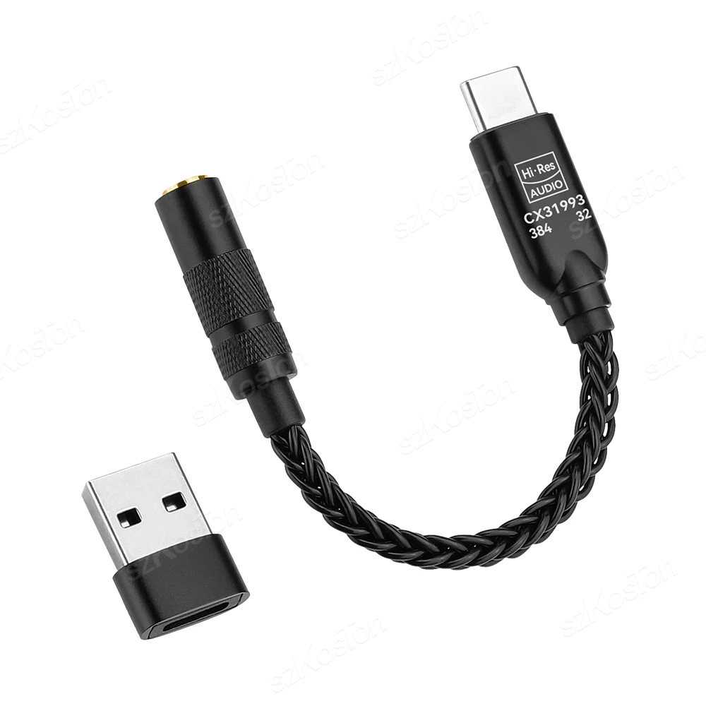 CX31993 DAC HiFi Hoofdtelefoonversterker Type C naar 3,5 mm Adapter 32b/384 kHz Audio Decoder IEM AMP voor iPhone15 Samsung Converter