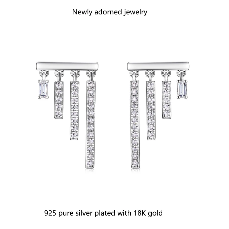 

S925 sterling silver moissanite asymmetric tassel earrings for women, featuring unique and fashionable design, suitable for vari