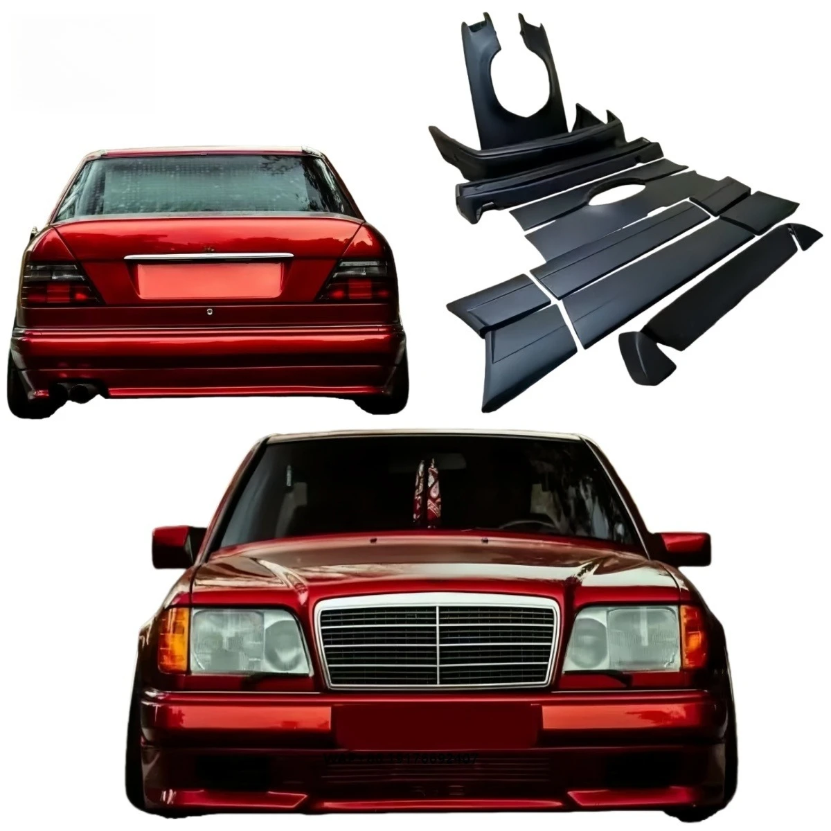 

New XW Front Rear Bumper Mudguard Side Skirt Spoiler Body Kit for E-Class S124 W124 forAMG Models 86-95 Bolt-On