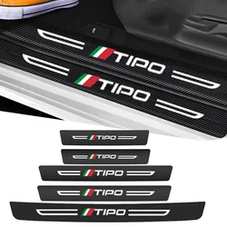 Car soglia Scuff Plate adesivi protettivi per davanzale della porta in fibra di carbonio per Fiat TIPO Logo Badge Auto Door Welcome Pedal Guards Film