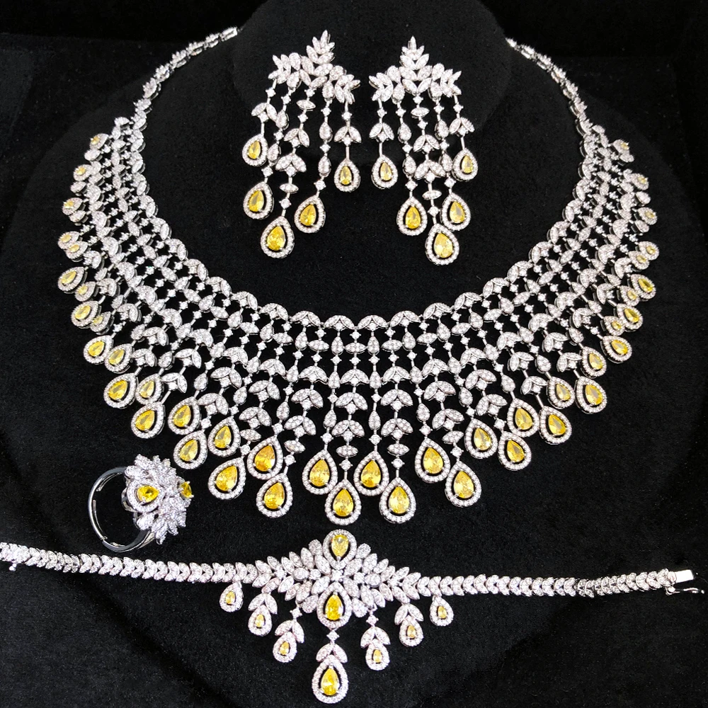 GODKI Famous Brand UAE Luxury Saudi Arabic Jewelry Set For Women Wedding Party Zircon Crystal Dubai Bridal Jewelry Set Gift 2022