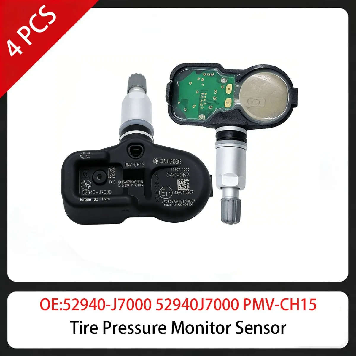 

4 PCS Tire Pressure Monitor Sensor 52940-J7000 52940J7000 PMV-CH15 433MHz For Kia Ceed 2018-23 Proceed 2018-25 Xceed 2019-25