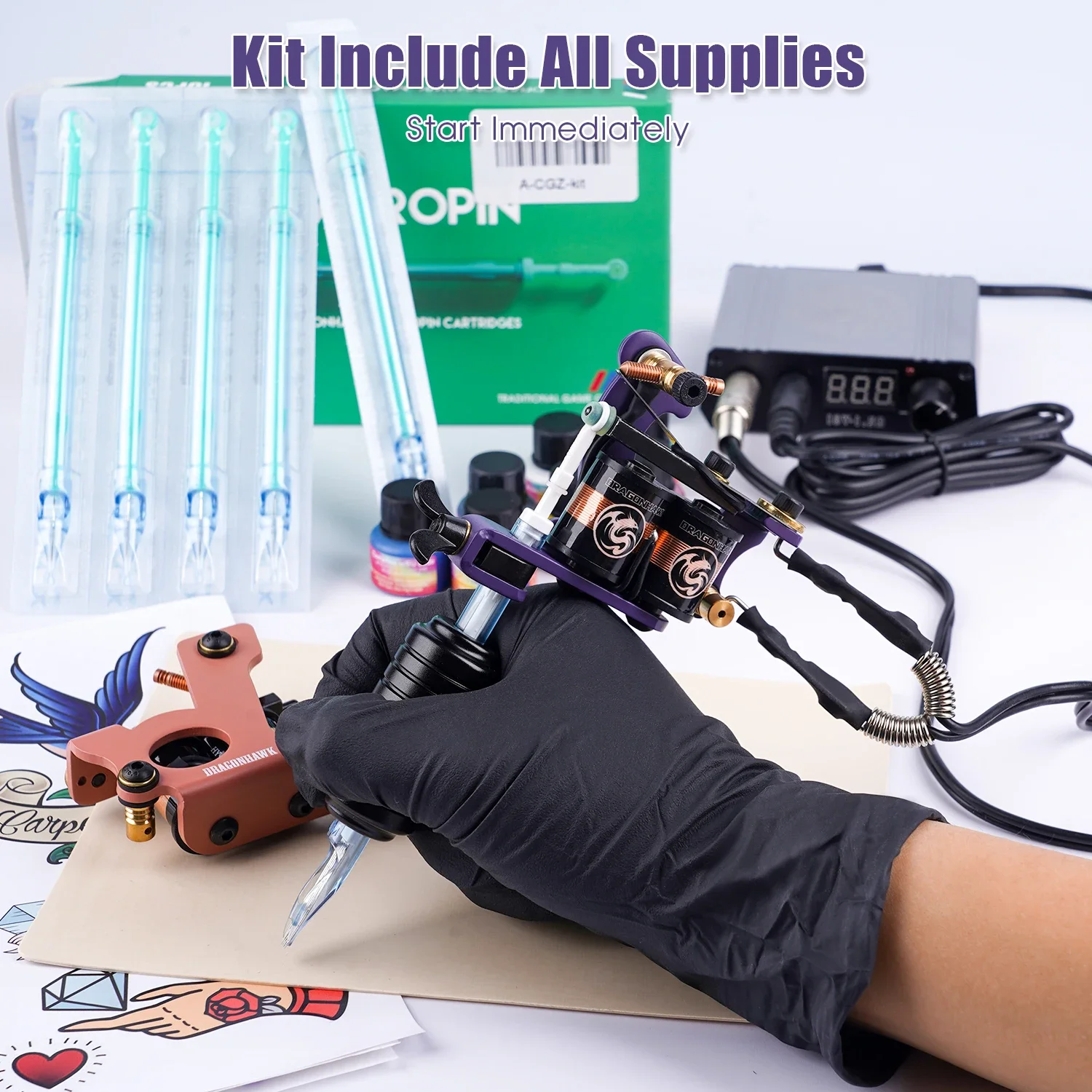 ドラゴンホーク コイルタトゥーマシン アイアン ファインライニング