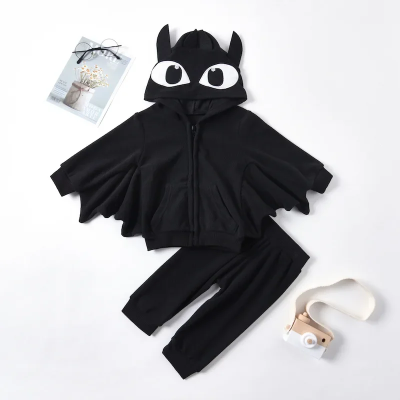 New Kids Cosplay Halloween costume 2021 Winter children's clothing suits cartoon bat man costume children black suit boys clothe