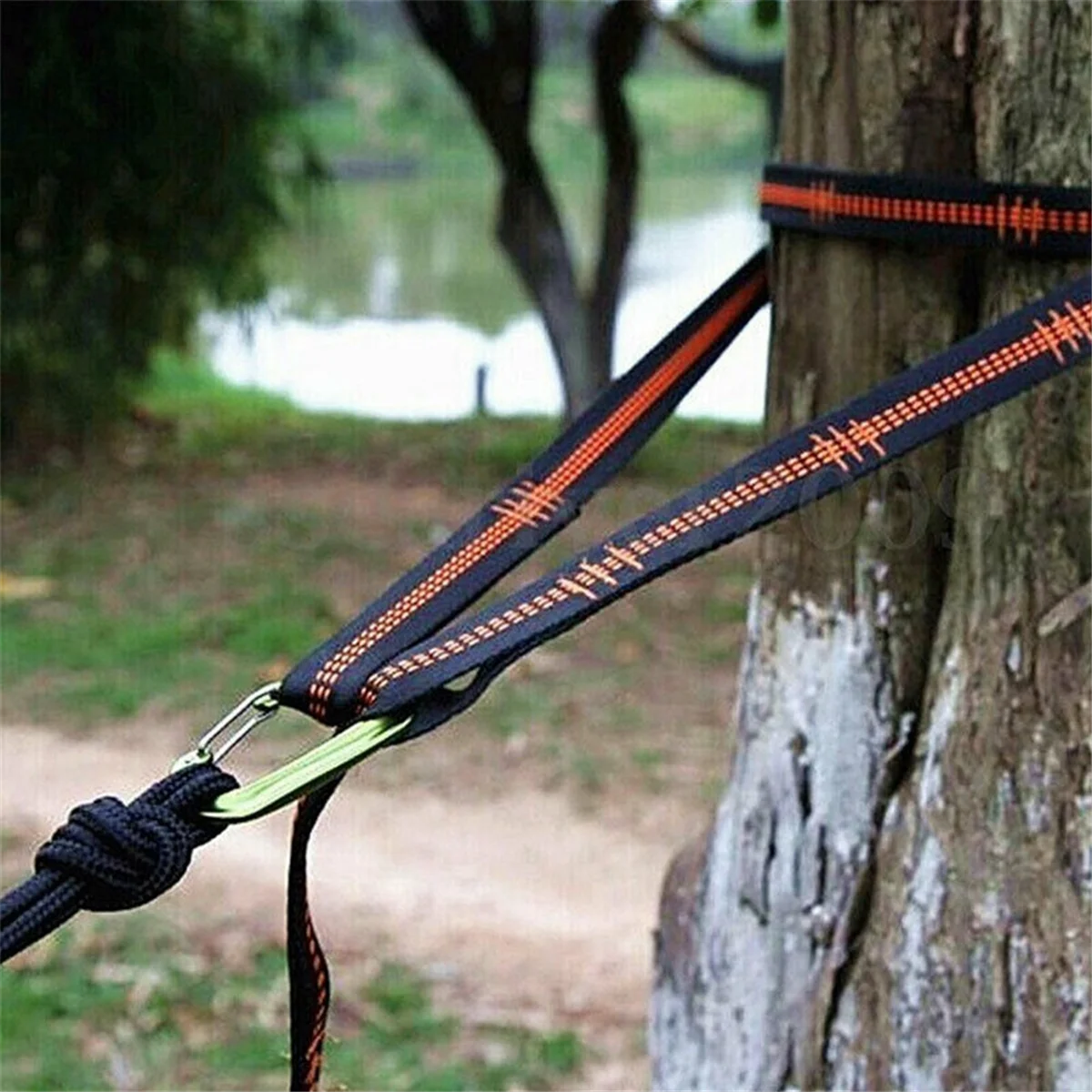 AT53 4Pcs Hammock Straps Special Reinforced Polyester Straps 5 Ring High Load-Bearing Outdoor Camping Hammock Straps