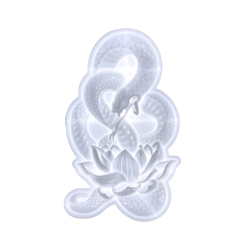 DIY Lotuses Snake Shaped Decorative Ornament Resin Mold Crystal Epoxy Molds Spirit Snake Wall Decoration Silicone Mold