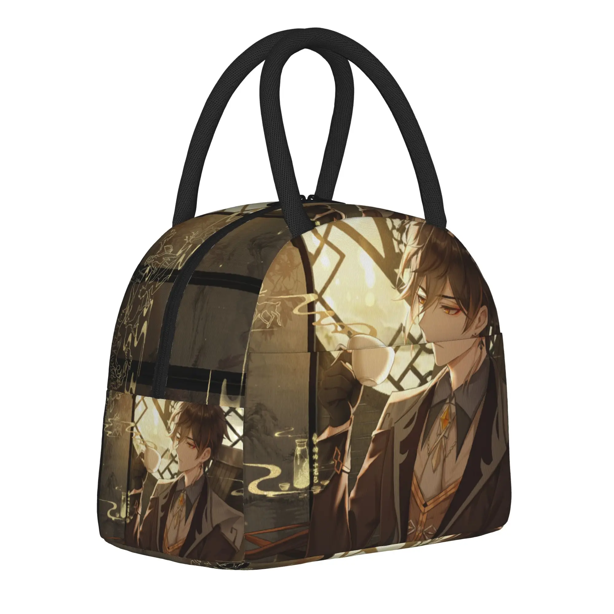 Zhongli Genshins Impact  Insulated Lunch Bag Thermal Bag Lunch Container Anime Manga Portable Tote Lunch Box for Men Women
