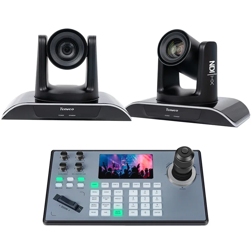 2*VHD620A+1 KB200PRO NDI 20x POE PTZ Camera Ptz Camera And Joystick Controller Church Livestreaming Video System Group