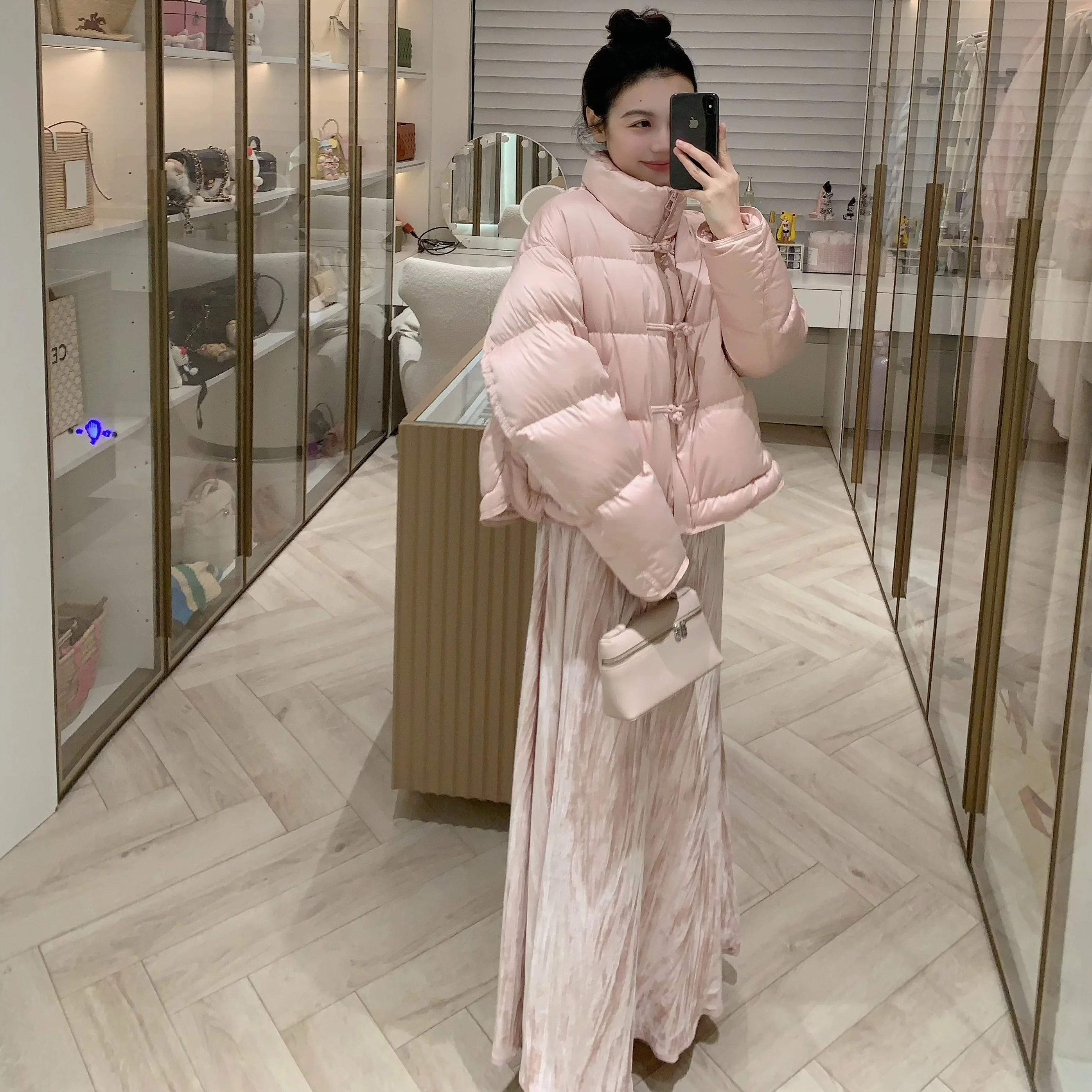 

Pink ort New Chinese Sle Women's down Jaet FPOH Design Sensation Faionable 2024 Winter Princ Sweet Sle