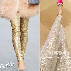 MÙA THU ĐÔNG Sequin Lấp Lánh Quần Legging Nữ Vàng Đảng Câu Lạc Bộ Khiêu Vũ Sân Khấu Quần Ấm Quần Bút Chì Đáy